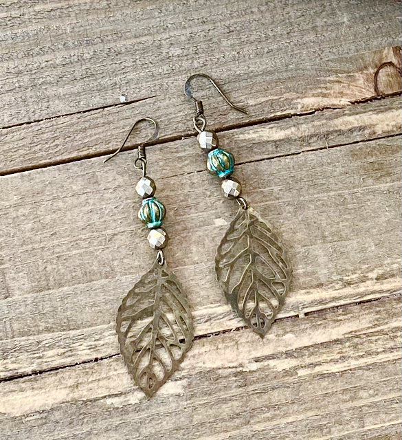 Bronze sales leaf earrings