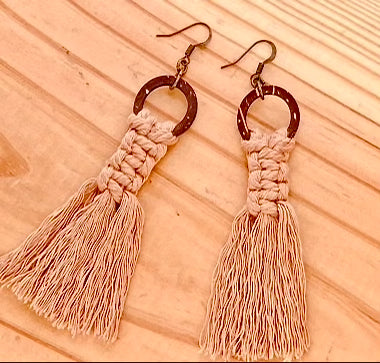 Tan Macrame Earrings