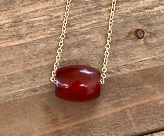 Carnelian Barrel Necklace