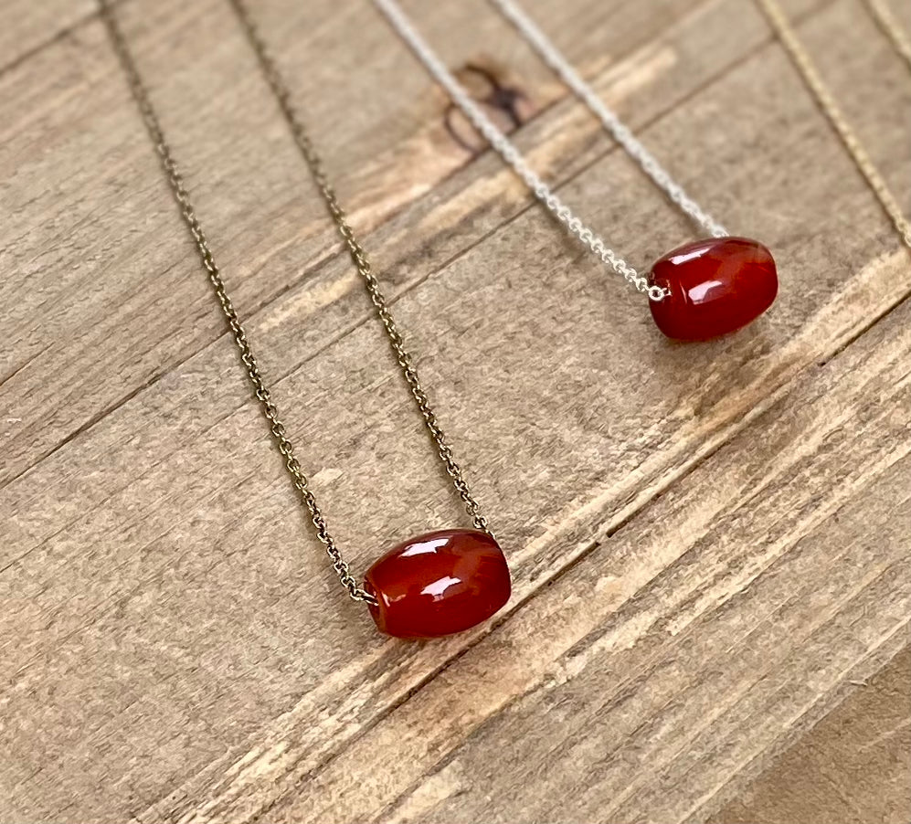 Carnelian Barrel Necklace