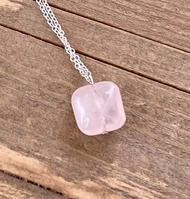 Rose Quartz Square Necklace