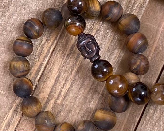 Matte TigerEye with Black Jasper and Buddha