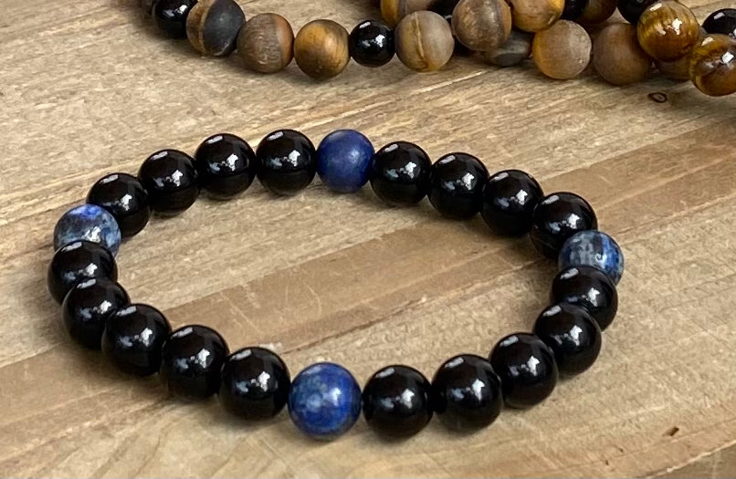 Black Jasper & Lapis Men's Bracelet