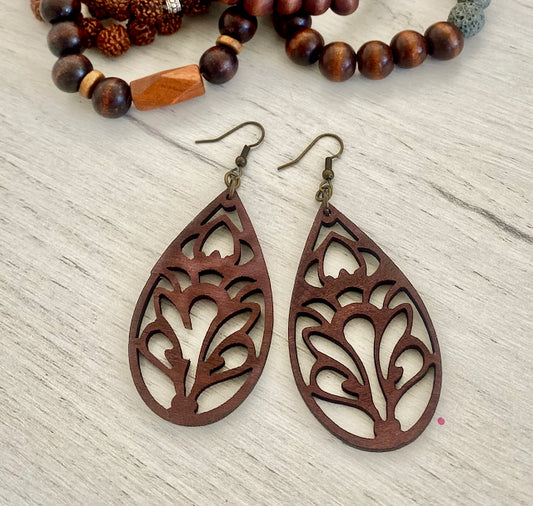 Brown Wood Earrings