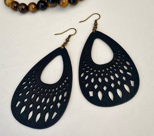 Black Wooden Earrings